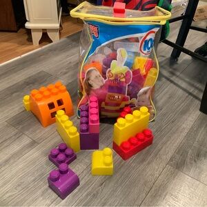 MEGA BLOKS BAG OF LARGE PLASTIC BUILDING BLOCKS